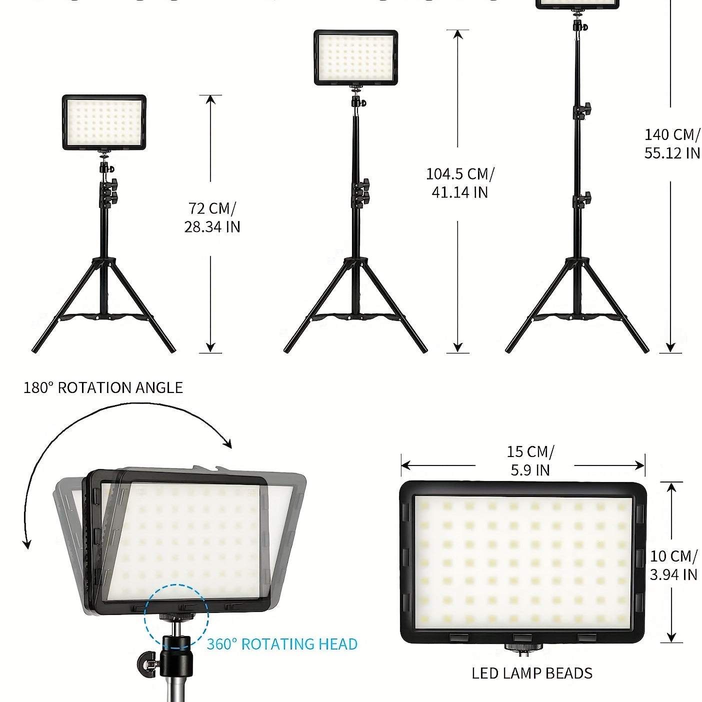 Pro Studio LED Video Lighting Kit - Adjustable 5600K USB Floodlight with Tripod, Color Filter, and Desktop Compatibility for Photo and Video Shooting